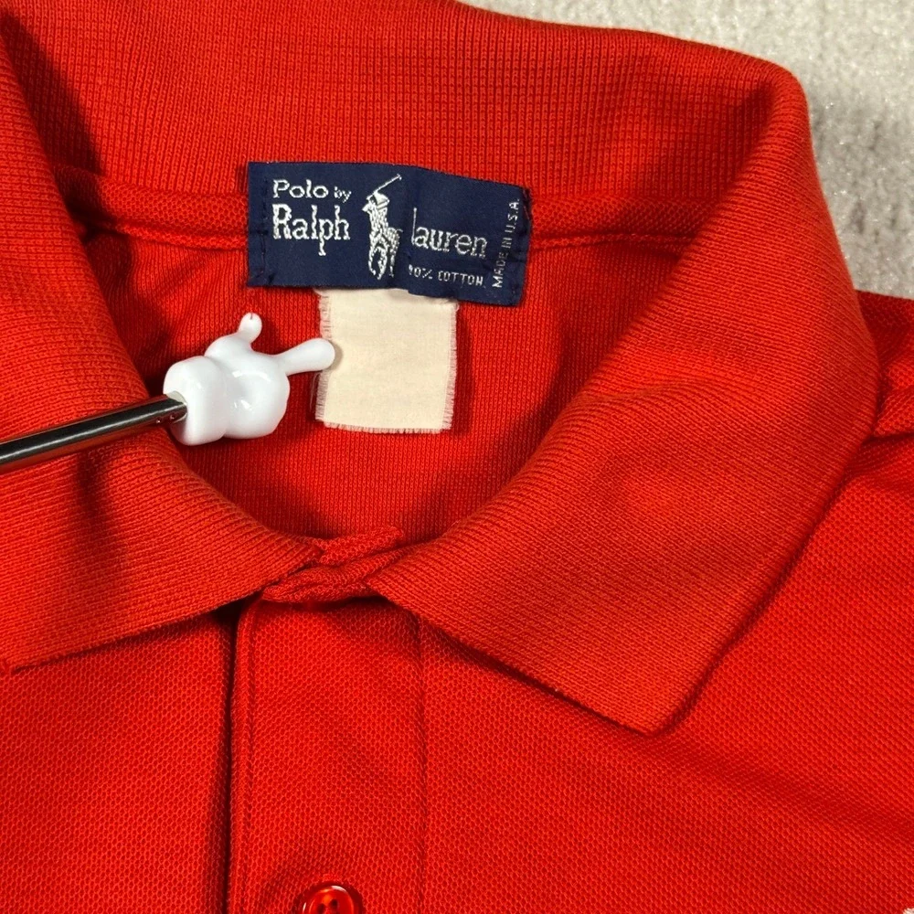 Polo Ralph Lauren Shirt Mens L Red Pocket Polo Vintage Made in USA Cotton Pique